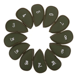 BIUDECO 12pcs Golf Iron Headcovers Thick PU Leather Club Protectors Putter Sleeves Durable Fit for Outdoor Sports Reusable Golf Club Covers Green