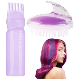 180 ml Root Comb Applicator Bottle, Hair Dye Brush Bottle, Hair Dye Bottles, Hair Oil, Scalp Applicator, Comb Bottle with Shampoo, Hair Brush, Massage Brush, Hair Scalp Massage Brush, Purple