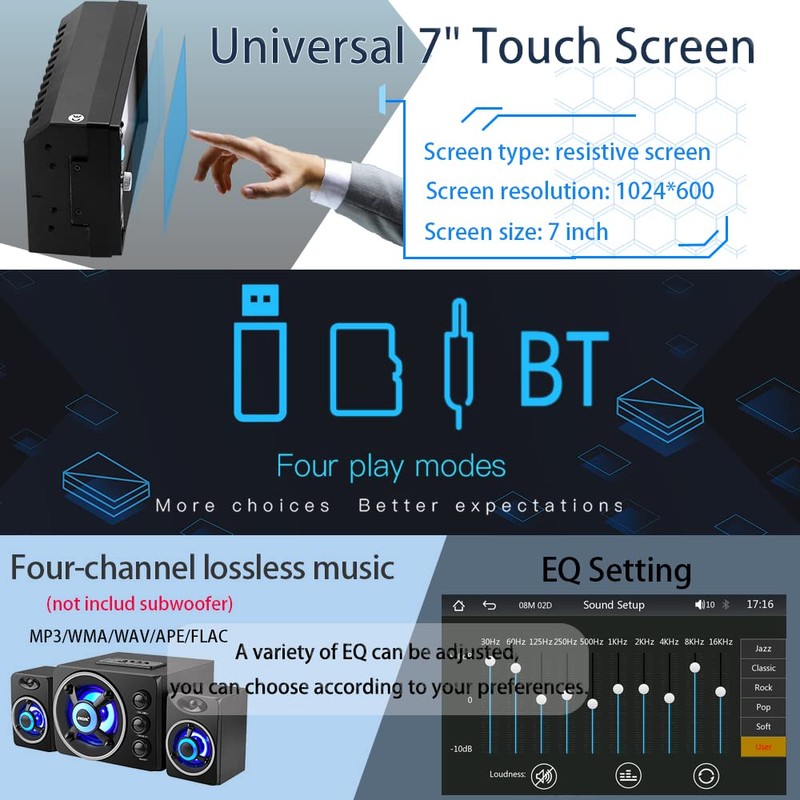 Double Din Car Stereo with Wireless Apple Carplay,Wireless Android Auto,7