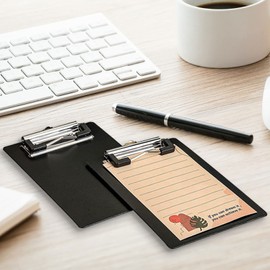 Mini Clipboard, 10 x 15 cm Plastic Clipboard, AZWOOD Small Clipboards with Pen Holder for Notepads, Receipts, Pocket Lists (Black, Pack of 2)