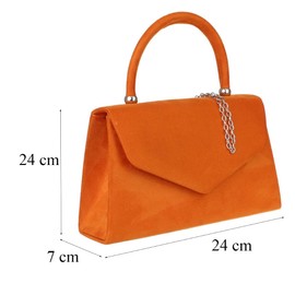 Girly Handbags Faux Suede Clutch Bag with Top Handle Grab Handle for Women Handbag, orange