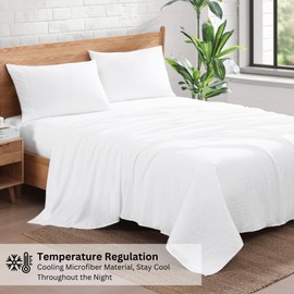 Casa Platino Bedding Sheets & Pillowcases, 100% Brushed Microfiber Pre-Washed California King Sheet Sets, Soft California King Sheet Set, 15 inch Deep Pocket White California King Sheets