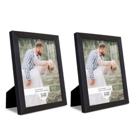 Renditions Gallery 8x10 inch Picture Frame Set of 2 High-end Modern Style, Made of Solid Wood and High Definition Glass Ready for Wall and Tabletop Photo Display, Black Frame