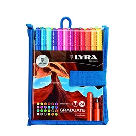 LYRA Graduate Synthetic Fine Tip Fineliner, 24 Pieces in Assorted colours, Ideal for Students and Schools