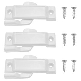 Xhziy White Window Lock Window Sash Lock Replacement Window Locks for Vertical Sliding Windows Window Parts Replacement with Screws 3PCS