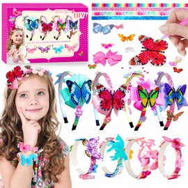 WuikerDuo Gift Girls 5 Years, Headband Craft Girls, Bracelets Make Your Own Craft Set Children for Girls, Headband Girls Craft Set Children 4 Years, Hair Accessories Crafts Girls 6 8 Years