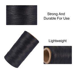 Pandahall 260 Meters/Roll 1mm Flat Waxed Polyester Cord Thread DIY Craft Sewing Beading Cord String (Black)