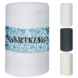 DARTKING 3mm Natural White Macrame Cord (218 Yards) | 4-Strand Twisted 100% Cotton Rope | Eco-Friendly Plant Hanger, Wall Decor, DIY Crafts, Bohemian Home Decor