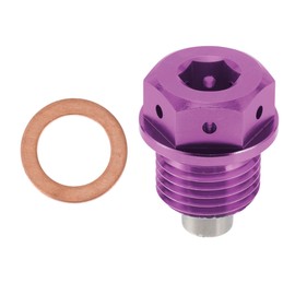 X AUTOHAUX M16x1.5 4MM Magnetic Oil Drain Plug Titanium Alloy Sump Drain Nut Bolt with 1 Copper Washer Purple 1 Pc