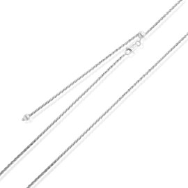 SEA OF ICE Sterling Silver 1mm Sparkle Paillette Chain Adjustable Necklace For Women, Size 22" Italy