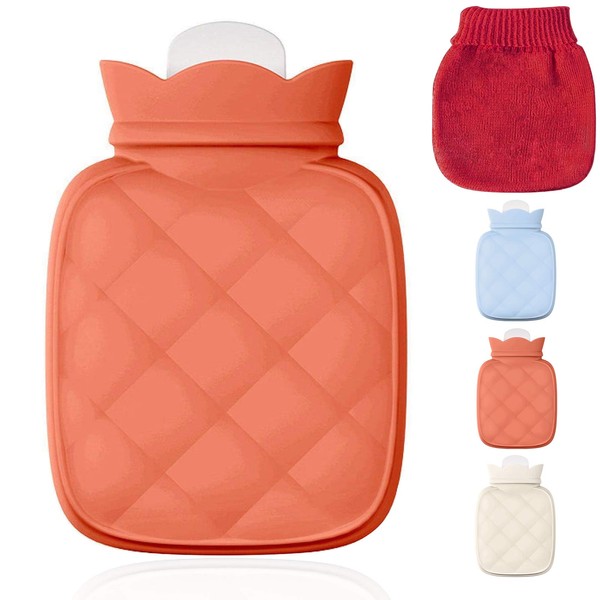 Redify Small Hot Water Bottle Bag for Hot & Cold Compress with Cover,Microwave Heating Soft Environment-Friendly Silicone for Babies Kids,Mini Hot Wate Bottle for Travel and Pain Relief,Holiday Gifts