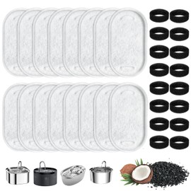32Pcs Cat Water Fountain Filters, Cat Fountain Filters Set Incl 16Pcs Activated Carbon Filter and 16Pcs Foam-Filter, Pet Water Fountains Filter Replacement for 3.2L/2L Cats Drinking Fountains