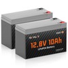 2 Pack 12V 10Ah Lithium LiFePO4 battery,Built-in 10A BMS,Lightweight Design,Up