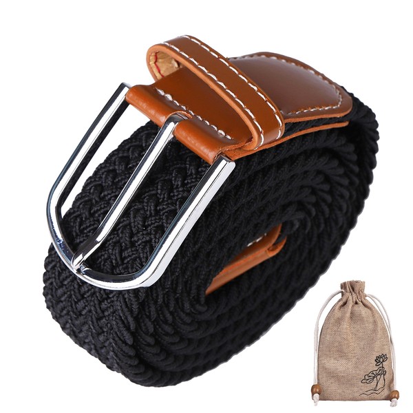 Braided Belt, Elastic Belt, Adjustable Size Fabric Belt with Metal