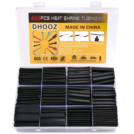 400 Pcs Wire Heat Shrink Tubing Kit With Adhesive lined, Industrial Heat-Shrink Tubing for Wires, 3:1 Marine Grade Heat Shrink Wrap, Premium Large Electrical Waterproof Heat Shrink Tape-Black by DHOOZ