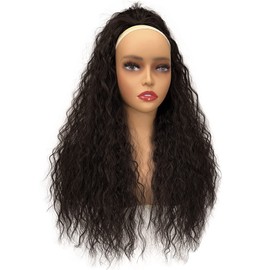 Long Curly Drawstring Ponytail for Women 26 inches Dark Brown Long Wavy Clip in Ponytail Extension Synthetic Long Drawstring Pony Tail for Daily Party Use(Dark Brown)