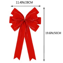 2 Pack Red Christmas Bows Outdoor Decorations,12”x20” Large Velvet Wreath Bow with Glitter String Gold Edge for Xmas Tree Topper Home Front Door Decor