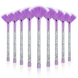 9 Pieces Facial Fan Mask Brushes, Soft Facial Applicator Brushes Tools for Peel Glycolic Makeup for Mud Cream(Purple, Silver)