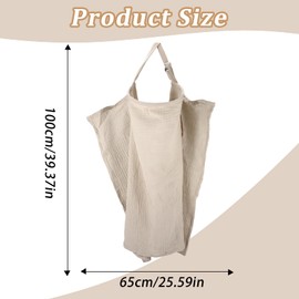 Breastfeeding Cover, Cotton Nursing Cover with Adjustable Strap, Soft and Breathable Breast Feeding Covers for Infant Breastfeeding, Provides Full Coverage Privacy for Nursing Mothers(Khaki)