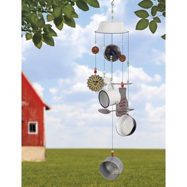 Sunset Vista Designs 92557 Milk Dish Metal and Enamel Wind Chime, White