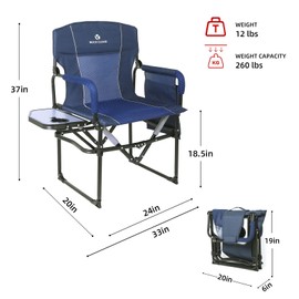 ROCK CLOUD 2 Pack Folding Camping Chair with Storage Pocket and Side Table Compact Portable Camp Chairs Outdoor for Camp Lawn Hiking Fishing Sports