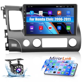 Hikity Android 13 Car Radio for Honda Civic 2006 2007 2008 2009 2010 2011, 10.1 Inch Touch Screeen Car Stereo with GPS Navigation Head Unit with Bluetooth Mirror Link FM RDS SWC Dual USB Backup Camera