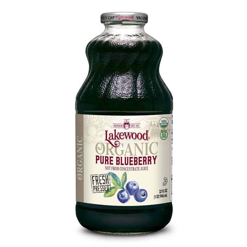 Lakewood Organic PURE Blueberry Juice, 32 Fl Oz (Pack of