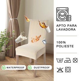 Viste tu hogar Pack of 2 Chair Covers Dining Room and Home 45 to 55 cm, 100% High-Quality Polyester, Waterproof, Cleaning, Jacquard Design, Beige