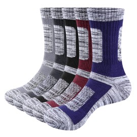 YUEVO SPORTS 5 Pairs Mens Socks Cushioned Comfortable Moisture Wicking Work Socks Thick Thermal Warm Winter Socks Cushioned Casual Cotton Socks, multicoloured