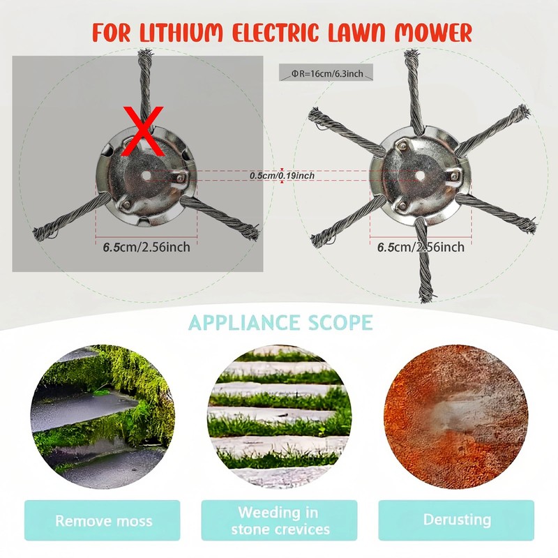 6in Steel Wire Grass Trimmer Head Replacement, Trimmer Blade for