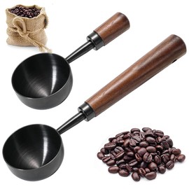 Paotxpum2 PCS Coffee Scoop Vintage Coffee Measuring Spoon Retro Stainless Steel Coffee Spoon Long Wooden Handle Coffee Scoop Kitchen Utensil