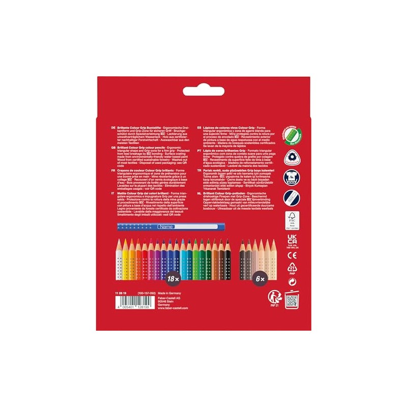 Faber-Castell Colour Grip 112819 Colouring Pencils Set of 24 Including