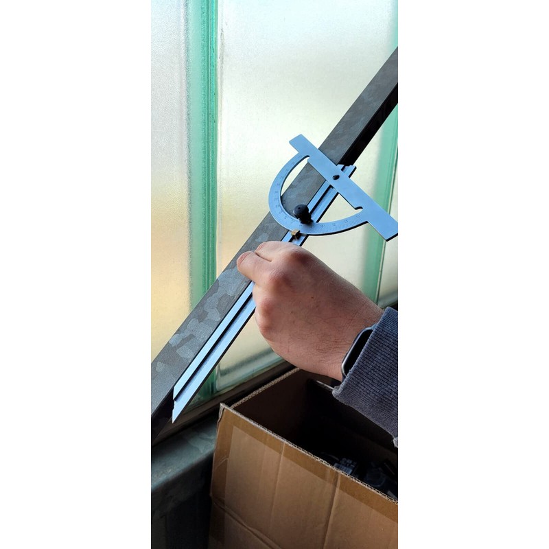 WRS Precision Protractor with Adjustable Rail, 10-170°, Rust-Proof, Matt Chrome,