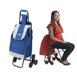 Drive Deluxe Rolling Shopping Cart with Seat - Blue