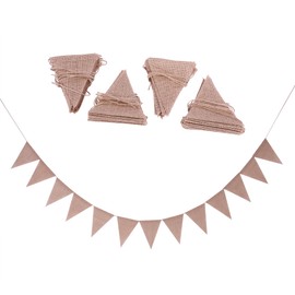 Linen Bunting Banner with 48pcs Flags Wedding Party Holiday Celebration DIY Decoration