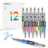 POMAC Dual-Tip Acrylic Markers, 12 Pack Art Drawing Acrylic Markers