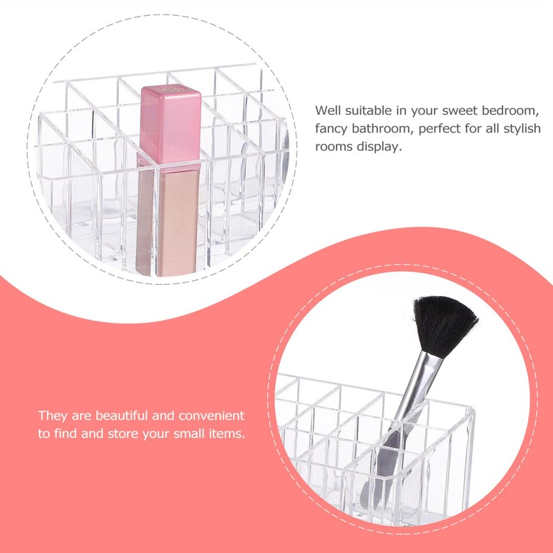 Healeved Acrylic Lipstick Holder with Slots Transparent Cosmetic Organizer for
