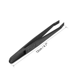 QLXHBOT Black Plastic Slant Flat Tip Anti-static Tweezers 4.7 Inch Length 6pcs