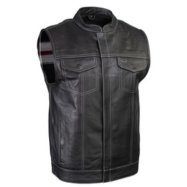 Milwaukee Leather Men's Club Style Premium Leather Motorcycle Riders Vest - 3X-Large