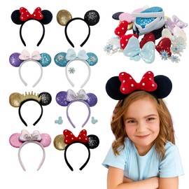 Eylola DIY Mouse Ears Headbands, Sequin Mouse Ears for Women Girls Boys, Shiny Bow Headband for Cosplay Costume Party Decorations Hair Accessories