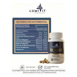 Magnesio Lumivit Fullmag Complex 5 Magnesios: Citrato + Gluconato + Glicinato + Malato De Magnesio : Con Vitamina D3 I Vitaminas Mujer Y Hombre - 90 Capsulas