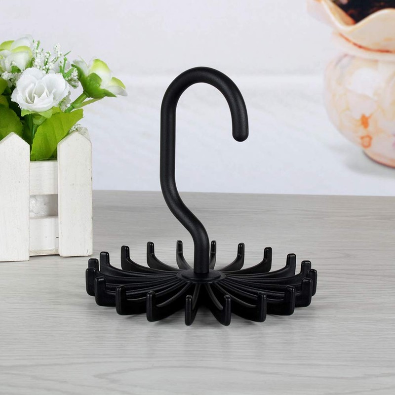 Rotating Tie Rack Organiser, 20 Hooks, Adjustable Hanger for Ties,