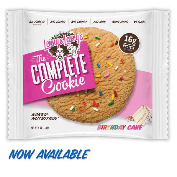 Lenny & Larry's The Complete Cookie, Birthday Cake, Soft Baked, 16g Plant Protein, Vegan, Non-GMO, 4 Ounce Cookie (Pack of 12)