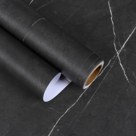 EaseStick Matte Black Marble Countertop Contact Paper Peel and Stick Marble Wallpaper Black Vinyl Wrap for Countertops Waterproof 15.7"x472" Self Adhesive Removable Dark Kitchen Wallpaper for Cabinets