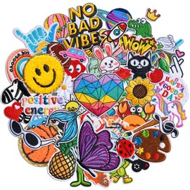 Solasocool Pack of 70 Cute Patches for Iron-On Clothes, Iron-On Patches, Children's Iron-On Patches, Hat, Iron-On Patches for Textiles, Jeans, Iron-On DIY Accessories