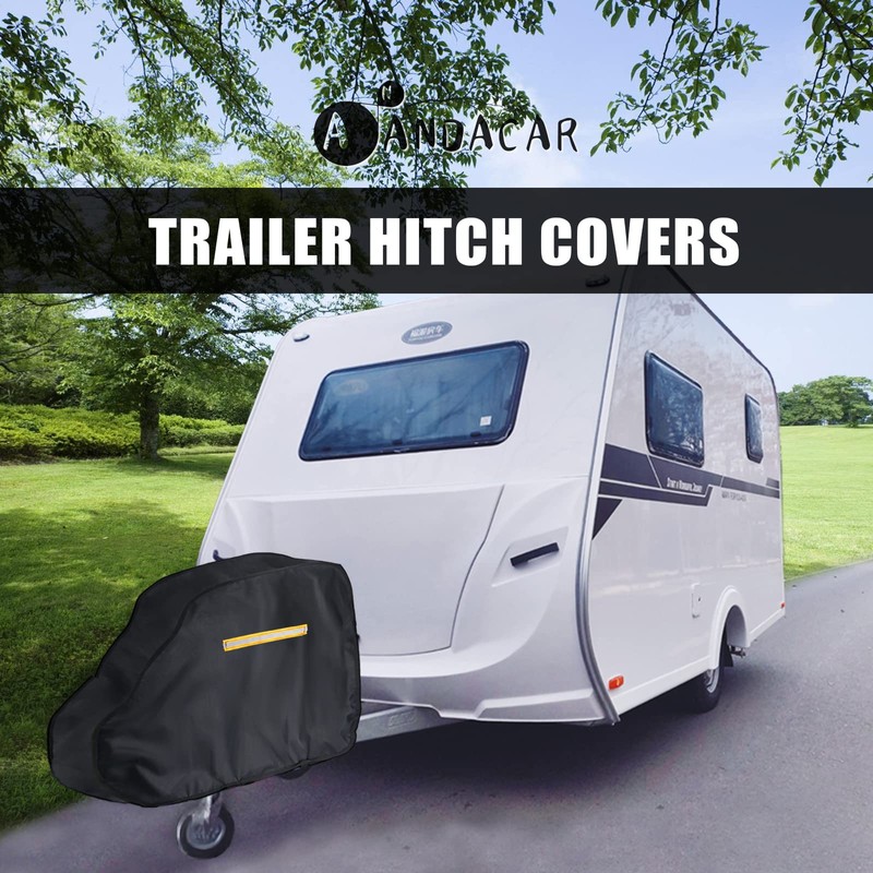 Andacar Caravan Hitch Cover, Waterproof Trailer Jack Cover Universal Trailer