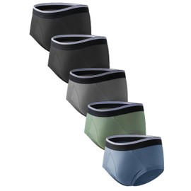 TIICHOO Incontinence Underwear for Men Washable Men's Leakproof Brief Underwear for Light Bladder Leaks 5 Pack(Small, 2 Black/Dark Grey/Green/Blue)