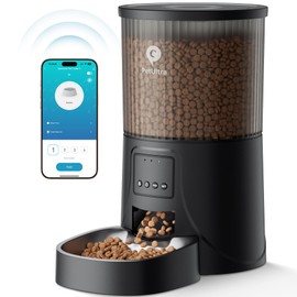 PETULTRA Automatic Cat Feeder WiFi- 5Ghz Cat Food Dispenser with APP Remote Control- Auto Pet Feeder for Small Dog Indoor- Easy to Set Up and Clean- Dual Power with Desiccant Bag& Stainless Steel