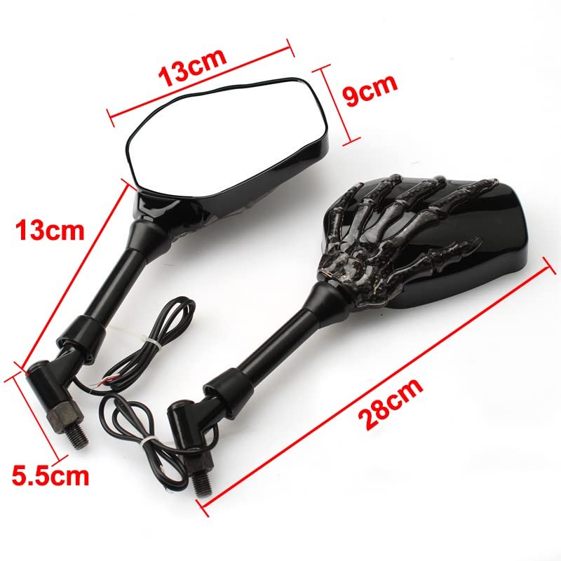 Heart Horse Motorcycle Mirrors Rear View Mirrors,Elctric bright Skull Skeleton
