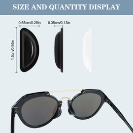 12 Pairs Soft Silicone Adhesive Eyeglass Nose Pads Non Slip with 3.5 Mm/ 0.4 Inch Thickness Air Bag for All Type Full Plastic Frames, Sunglasses, Reading Glasses(Black+Clear)
